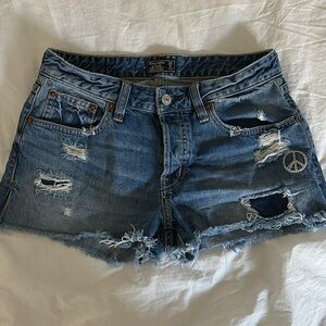 Abercrombie good times peace ☮️ cutoff denim jean shorts - women’s size 0 (25”)